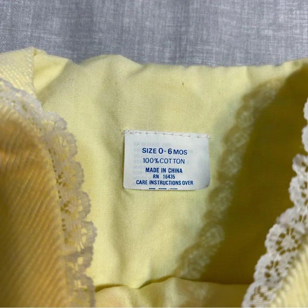 Vintage Baby Yellow Corduroy Cat Cotton One Piece Jumpsuit 0-6 Months